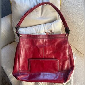 HOBO Rich Red Leather Shoulder Bag